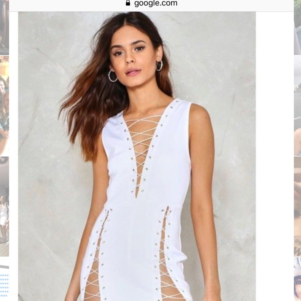 Nasty Gal BNWT White Lace Up Mini Dress